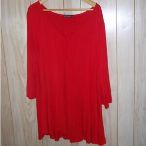 Monnuro V-Neck 3/4 Sleeve Stretch Flowy Blouse 4X